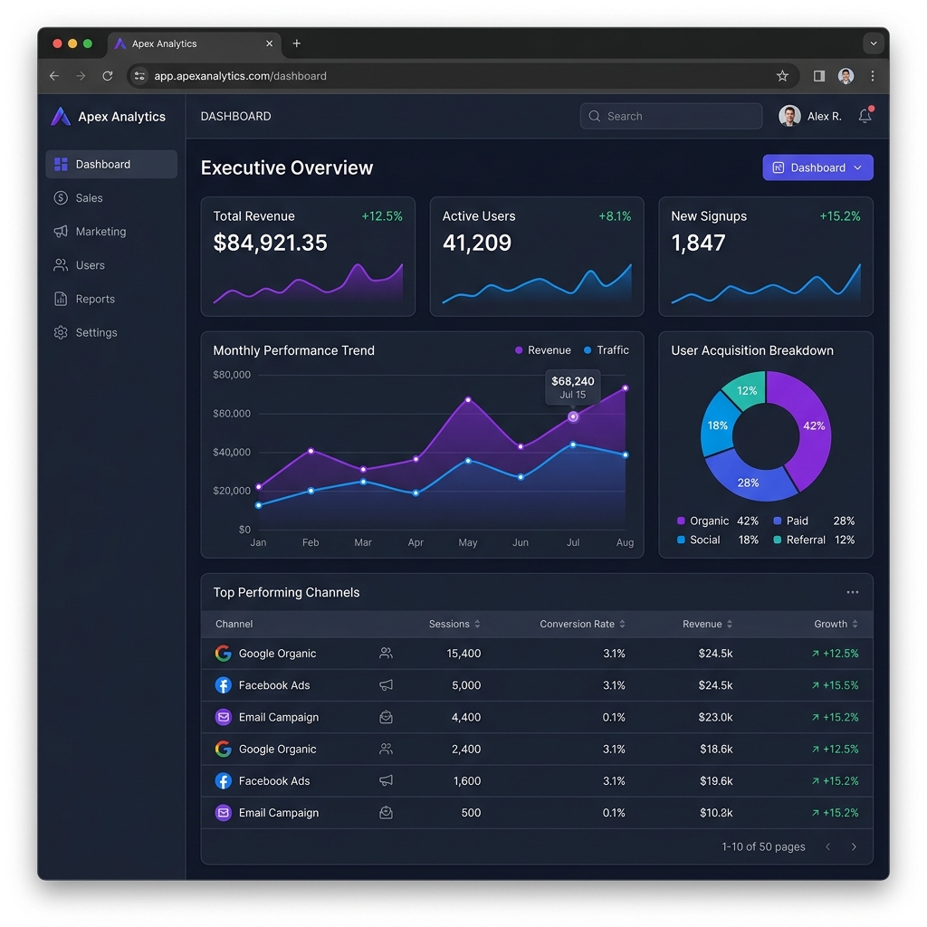 Analytics Dashboard Web Application